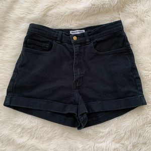 American Apparel High Waisted Jean Shorts Black